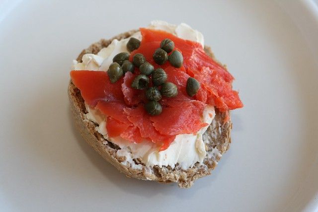Whole Wheat Sourdough Bagel with Lox and Cream Cheese