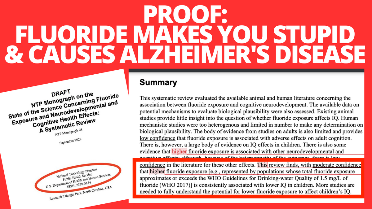 US Government Admits Fluoride Lowers IQ