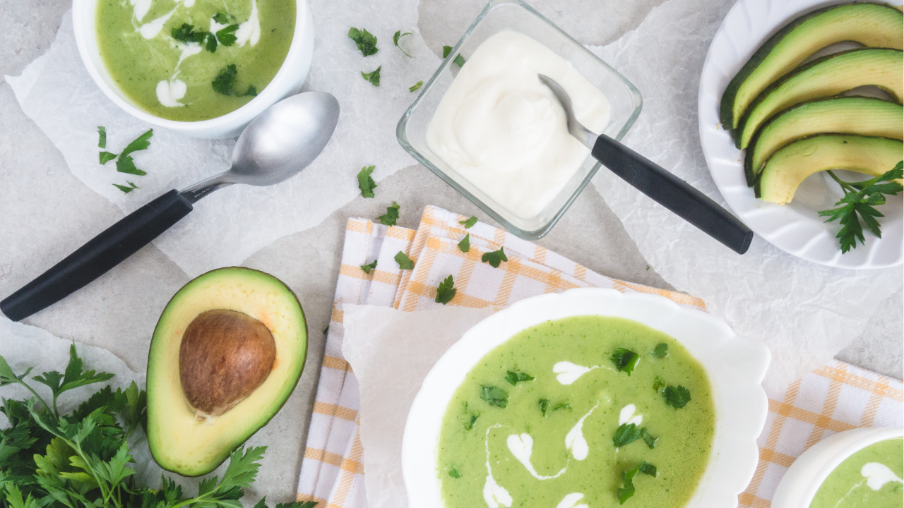 Chilled Cucumber Avocado Mint Soup