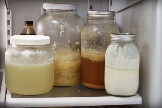 In the fridge...whey, sauerkraut, bone broth, and kefir