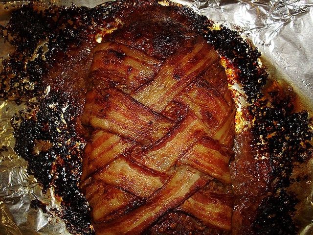 Bacon wrapped meat loaf.