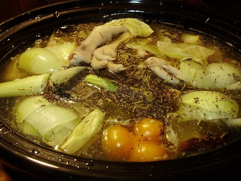 Crock pot chicken broth.