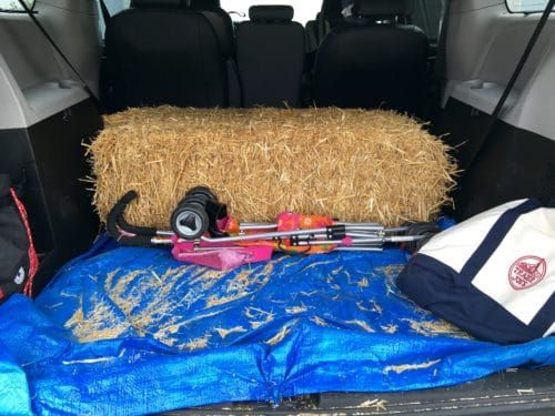 We fit two straw bales in the minivan