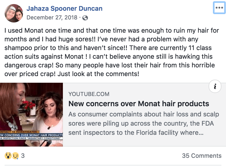 MONAT lawsuits 2018