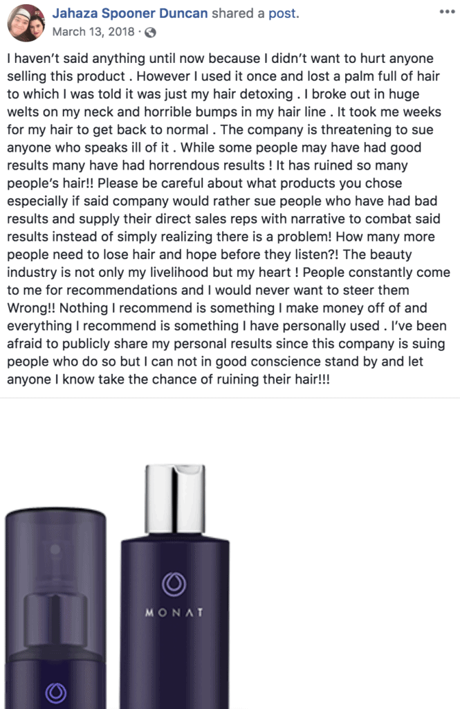 MONAT lawsuits 2018